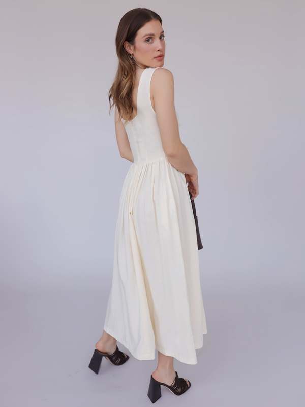 Tach Ivory Linen Dress Garmentory