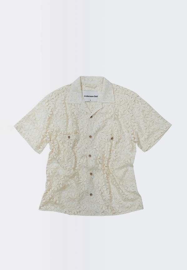 [ANDERSSON BELL] HALF SHEER FLOWER SHIRTS ☆送料込☆ Andersson Bell Half Sheer Flower Shirt in Black | FWRD