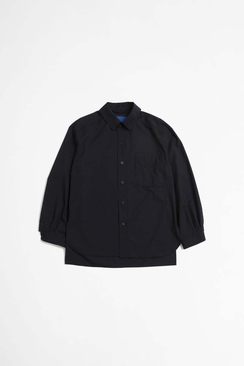 Document Washable Wool Set Up Shirt - Navy | Garmentory