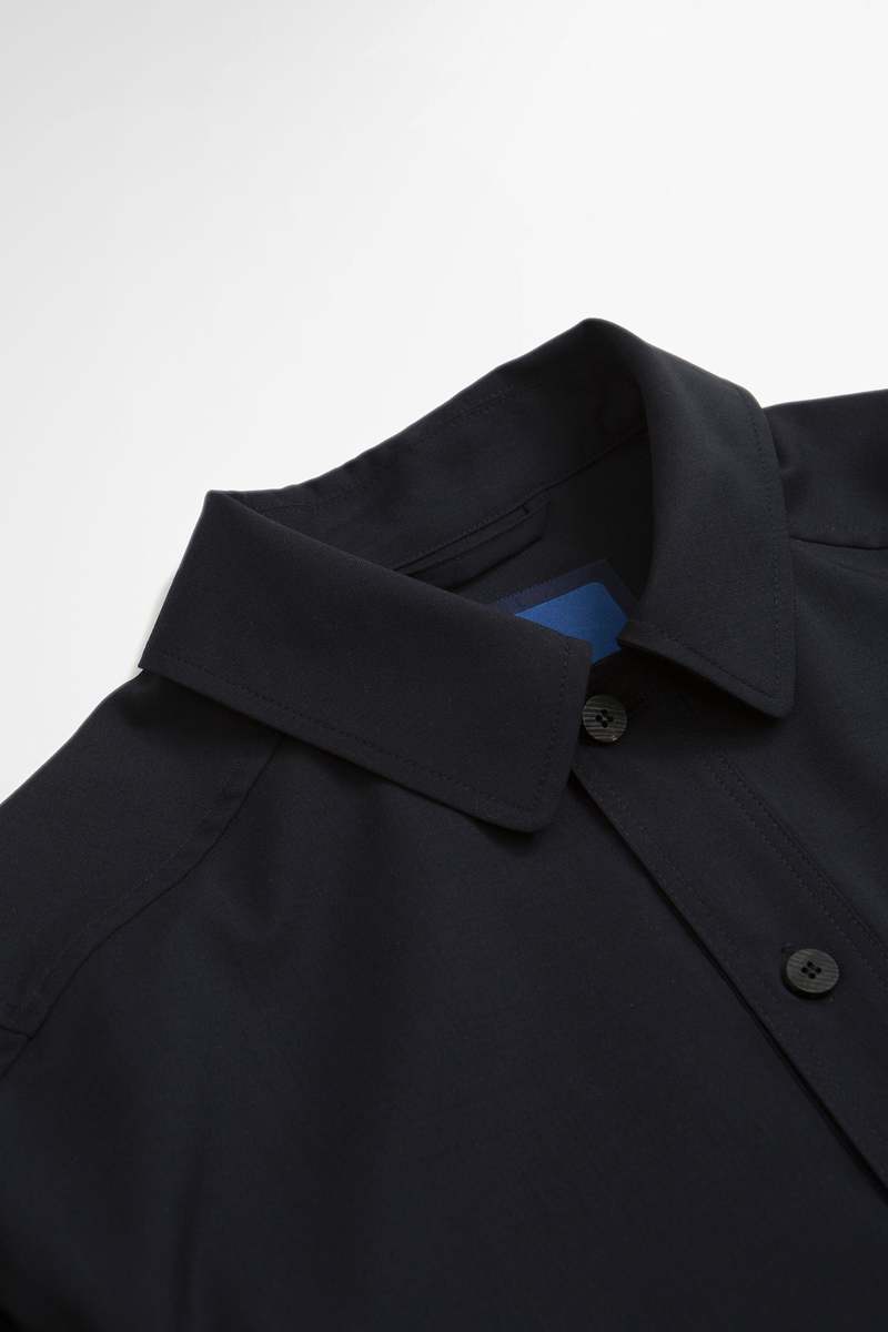 Document Washable Wool Set Up Shirt - Navy | Garmentory