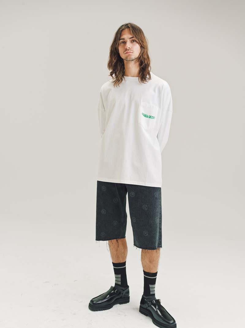Martine Rose Drop Shoulder Wide Fit Logo Long Sleeve Shirt