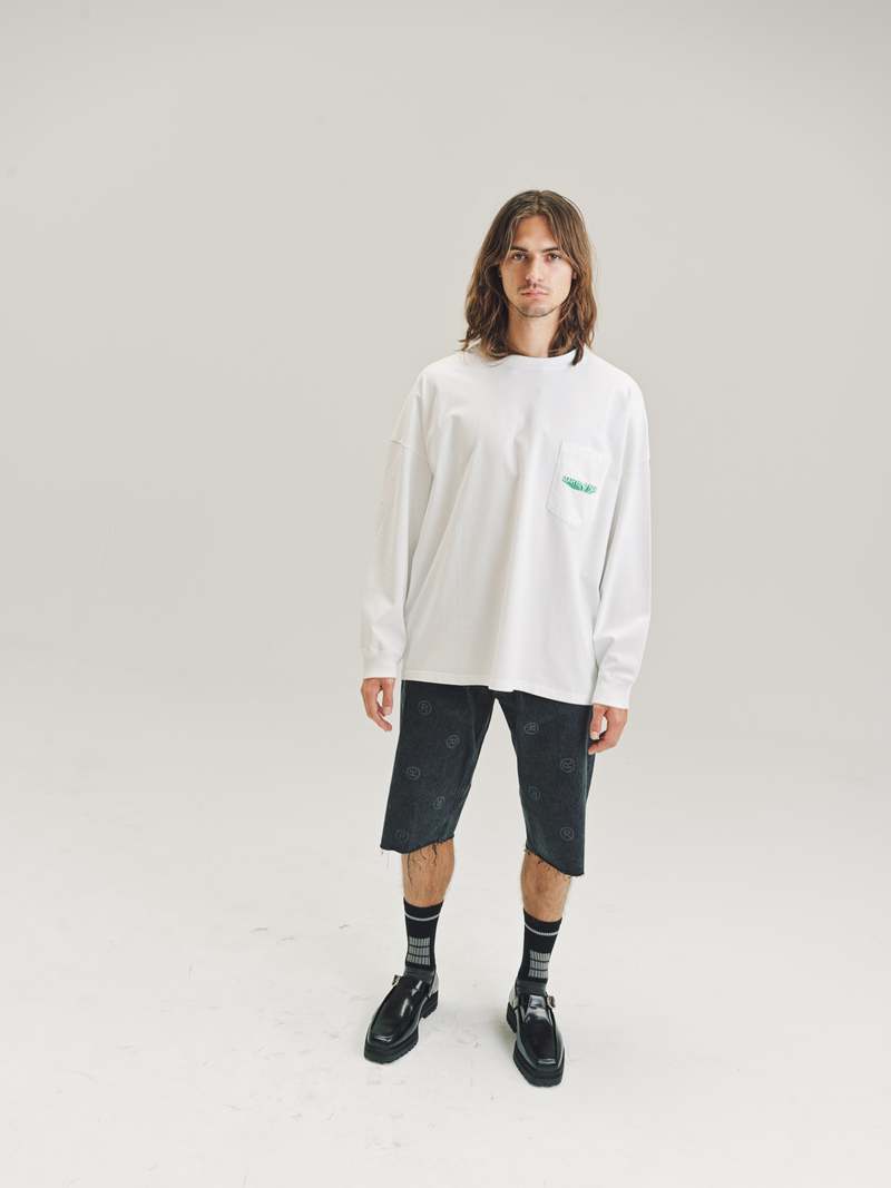 Martine Rose Drop Shoulder Wide Fit Logo Long Sleeve Shirt