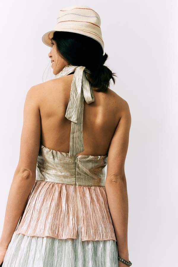 Betsey Johnson Metallic Maxi Dress - Pink/Champagne | Garmentory Betsey Johnson Metallic Maxi Dress - Pink/Champagne | Garmentory