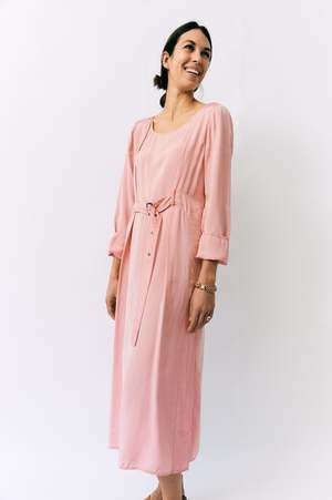 sies marjan pink dress Vintage Sies Marjan Pink Belted Midi Dress