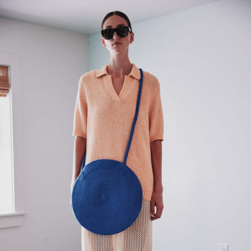 バッグ mishaandpuff crochet crossbody bag Misha & Puff Woman Full Moon Crochet Bag Cousteau Blue