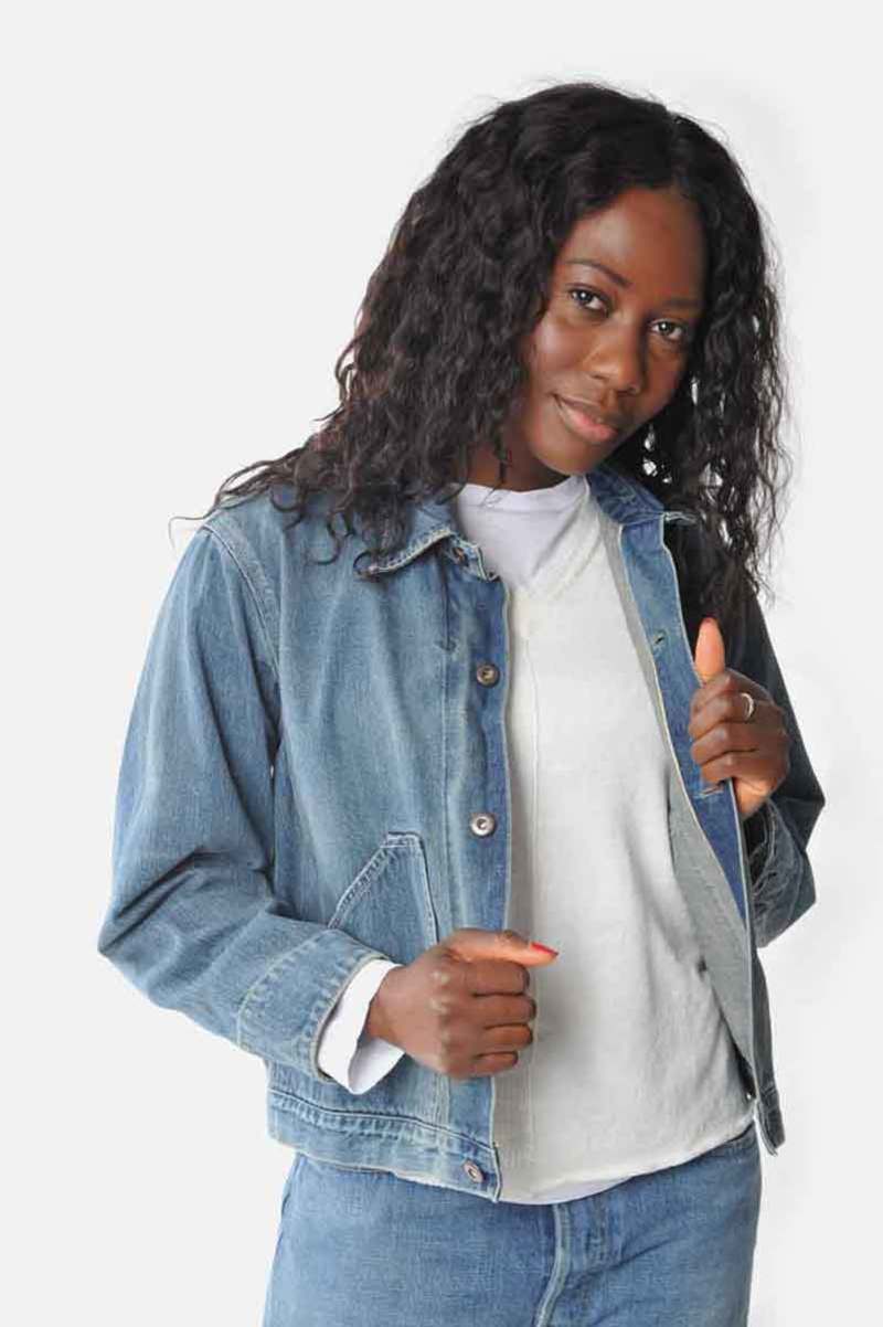 Chimala Medium distress short denim selvedge work jacket - Blue