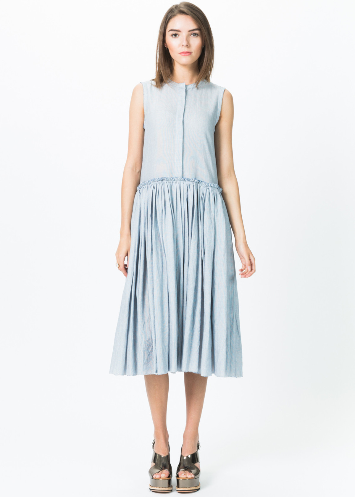 Sara Lanzi Sleeveless Button-Up Gathered Dress - Image 2 of 6