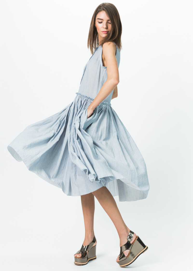 Sara Lanzi Sleeveless Button-Up Gathered Dress