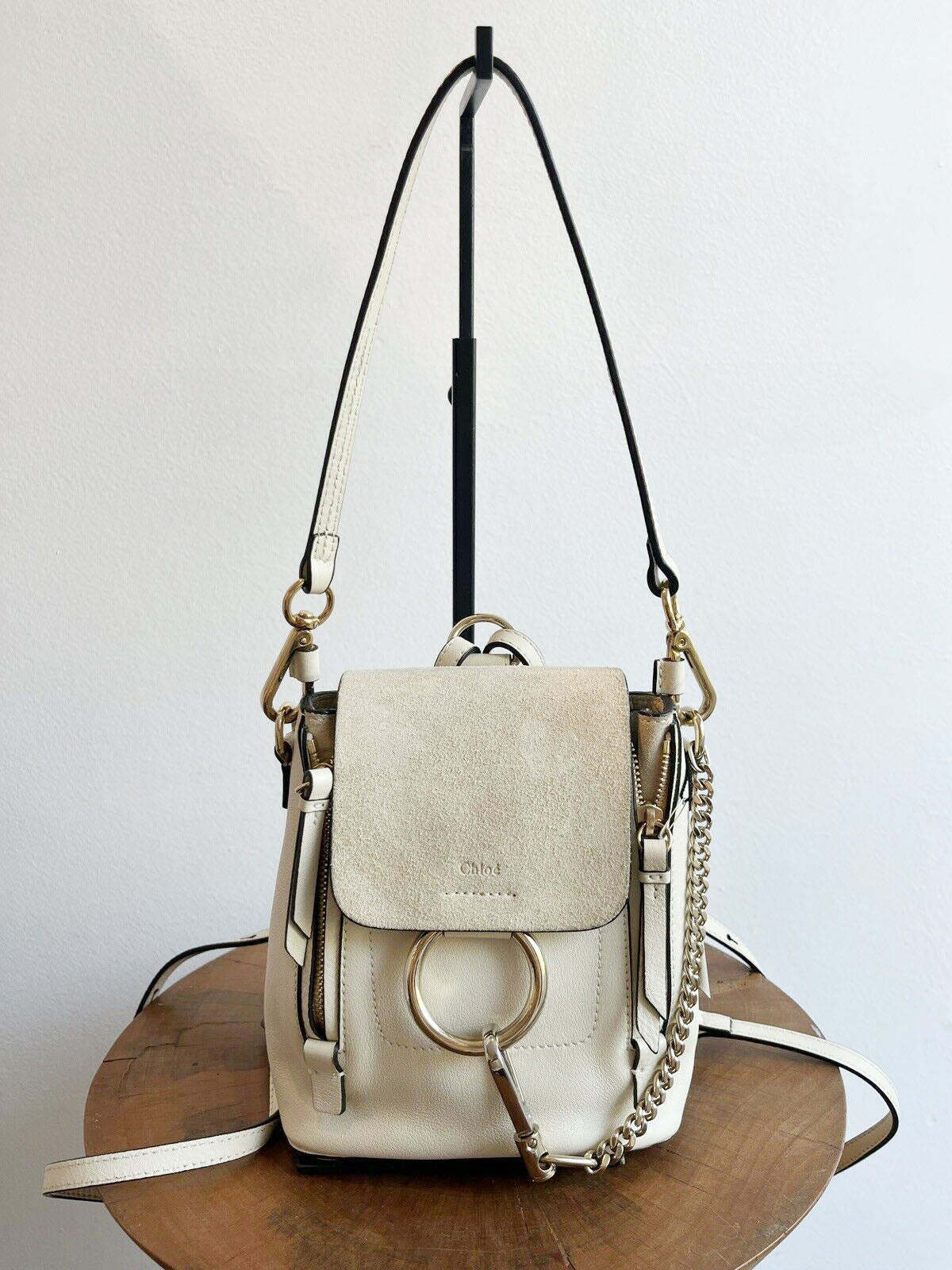 chloe faye mini backpack beige Chloé FAYE MINI BACKPACK - natural