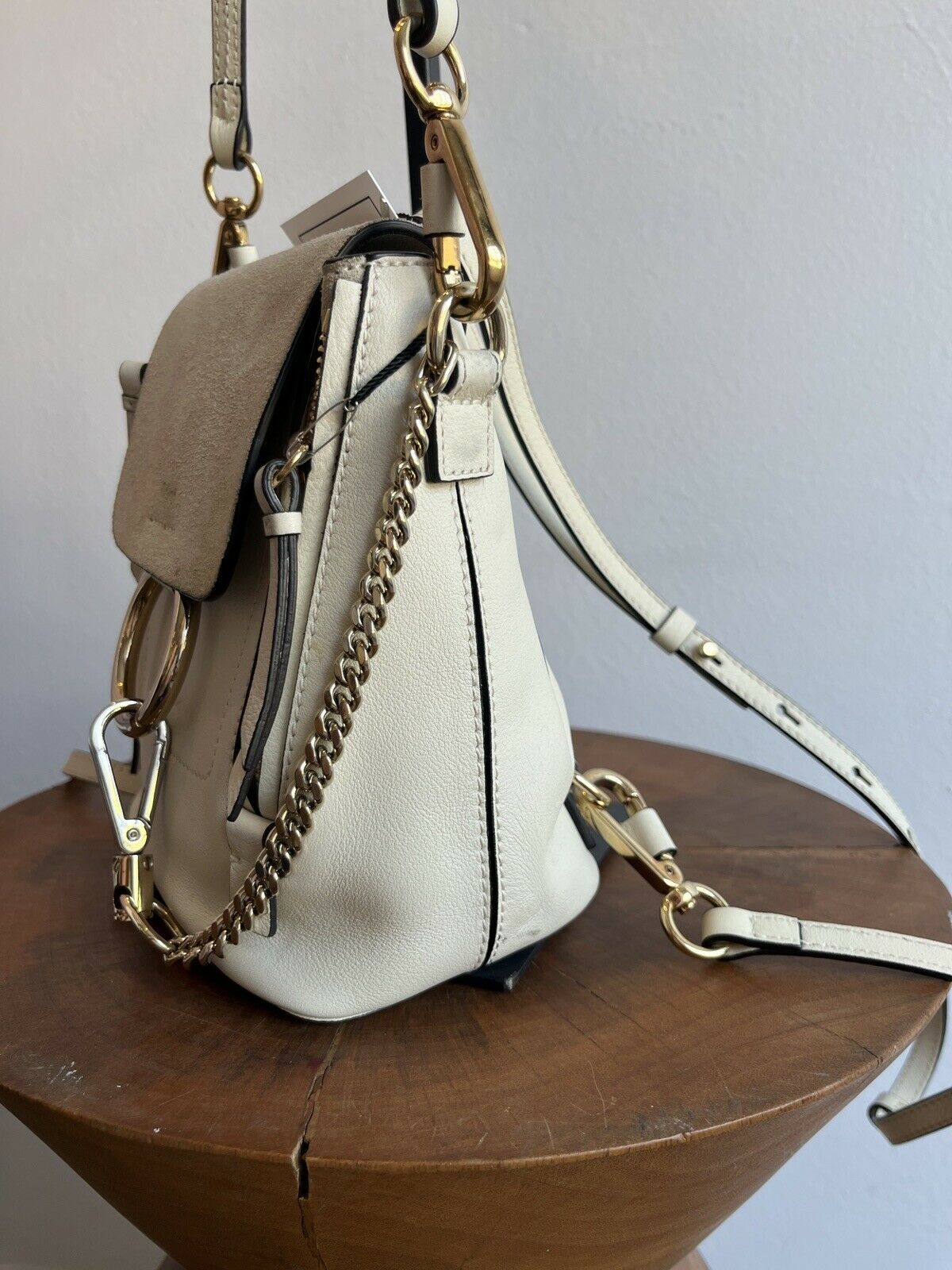 chloe faye mini backpack beige Chloé FAYE MINI BACKPACK - natural