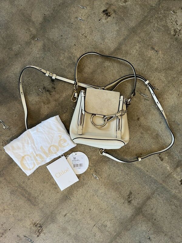 chloé off-white mini faye backpack Chloé FAYE MINI BACKPACK - natural