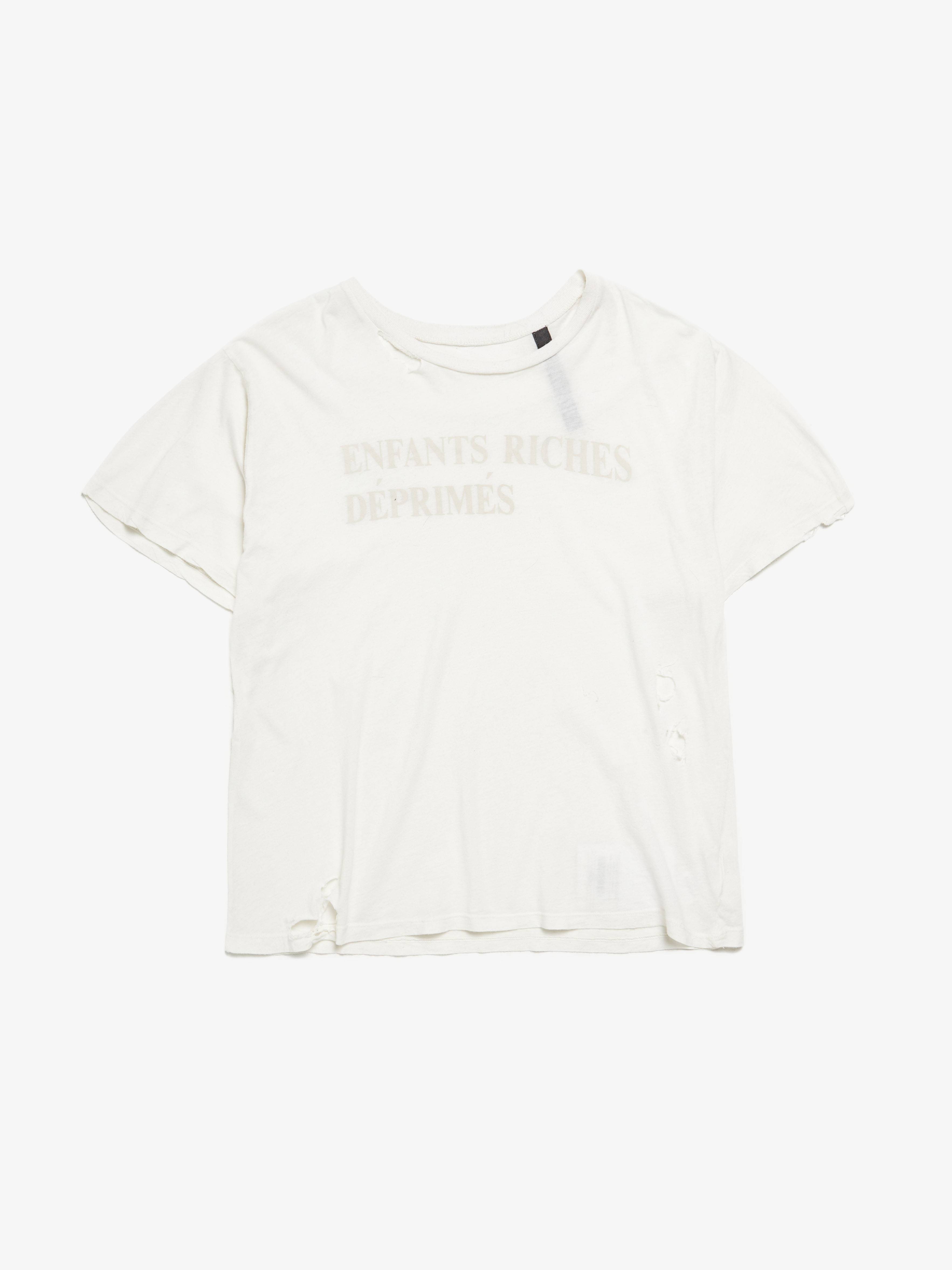 Enfants Riches Deprimes Distressed Front Logo T Shirt - White