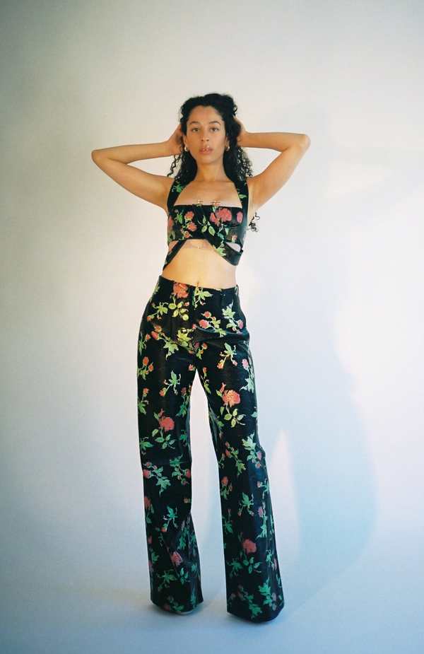 Yuhan Wang Rose Faux Leather Trousers