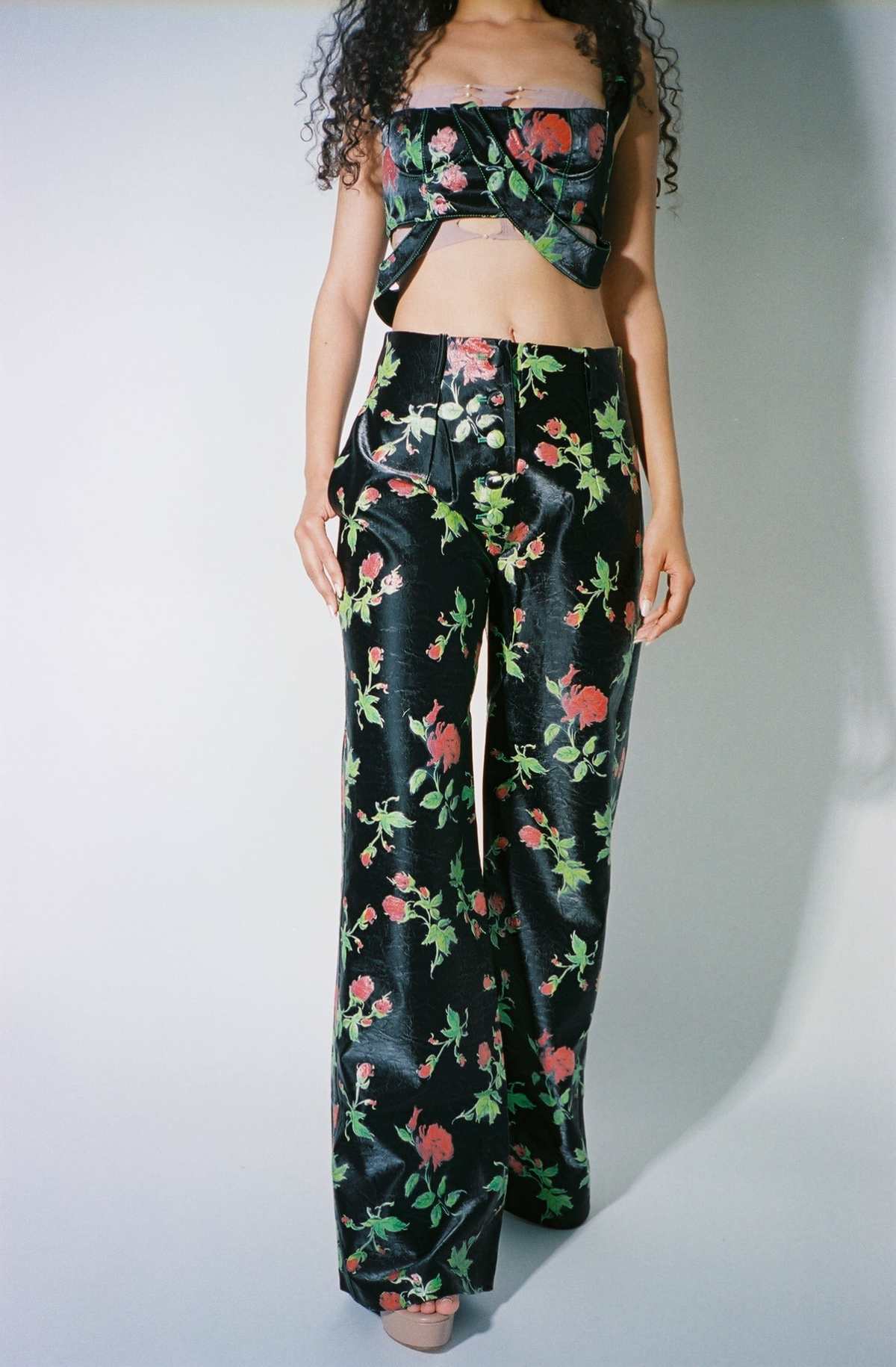 Yuhan Wang Rose Faux Leather Trousers - Image 2 of 7