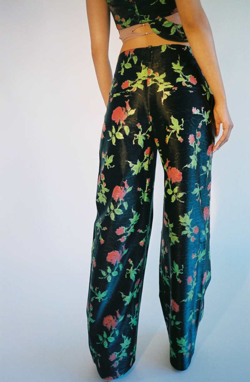 Yuhan Wang Rose Faux Leather Trousers