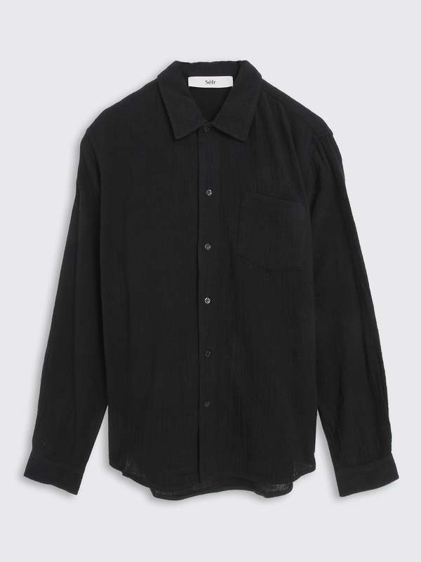 Séfr Leo Shirt - Black Hopsack | Garmentory Séfr Leo Shirt - Black Hopsack | Garmentory
