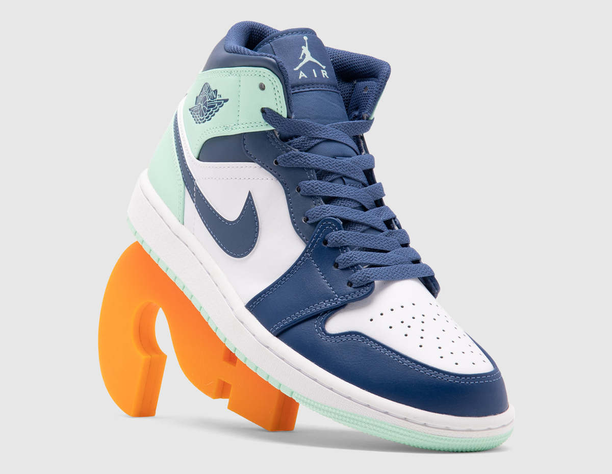 Jordan 1 Mid Mystic Navy / Mint Foam - White | Garmentory