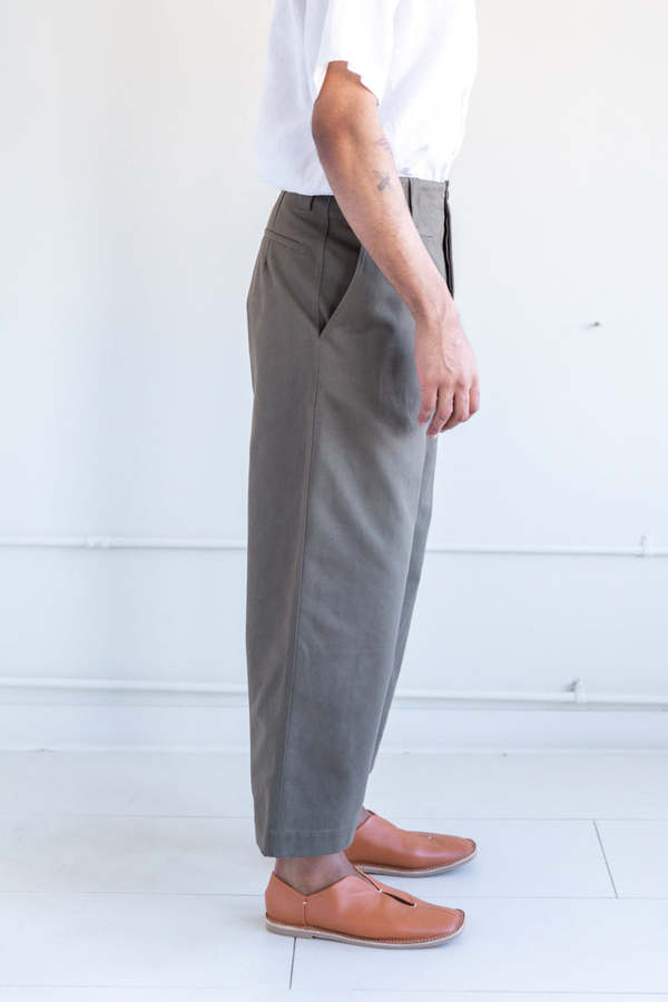 Studio Nicholson Tome Cotton Twill Pants - Army Green | Garmentory