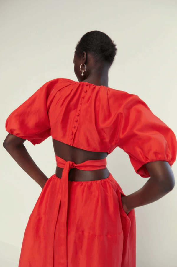 Aje Mimosa Cut Out Midi Dress - Scarlet Red