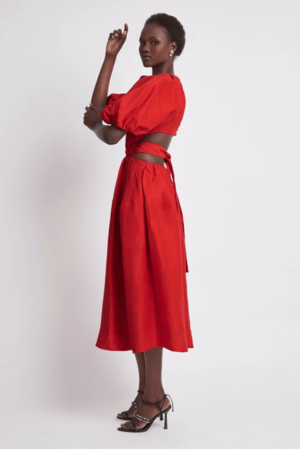 knee length dresses for ladies Aje Mimosa Cut Out Midi Dress White