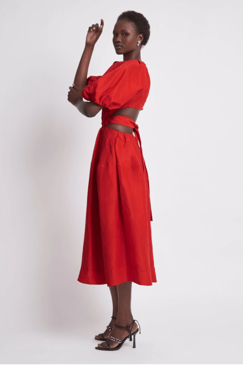Aje Mimosa Cut Out Midi Dress - Scarlet Red | Garmentory