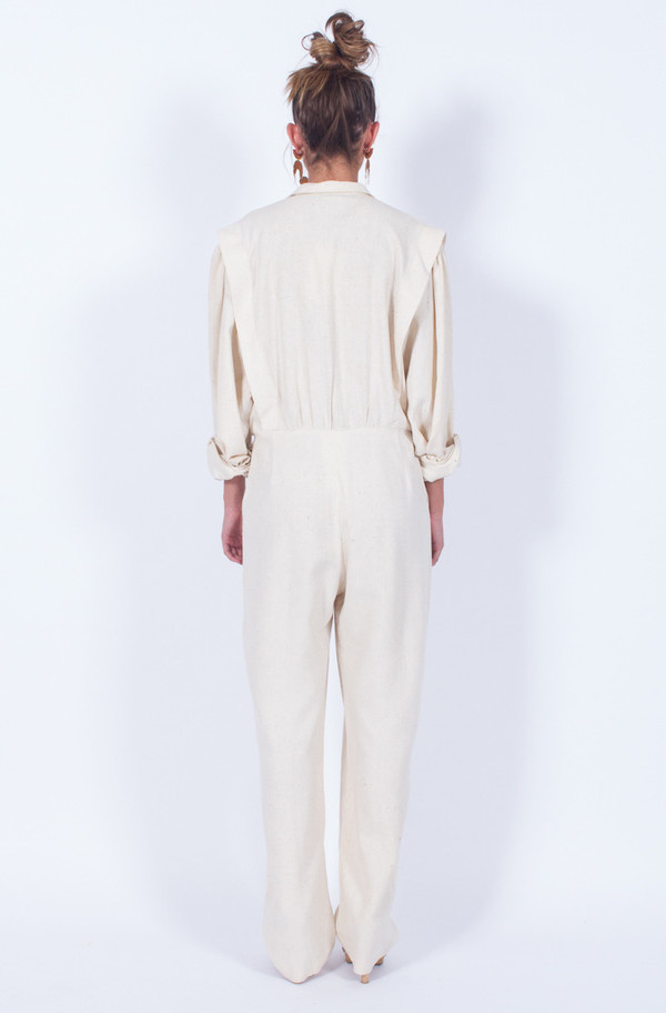 cream silk jumpsuit