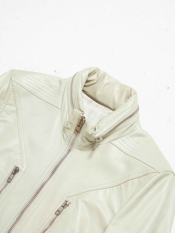 Rick Owens Leather Jacket - Pearl | Garmentory