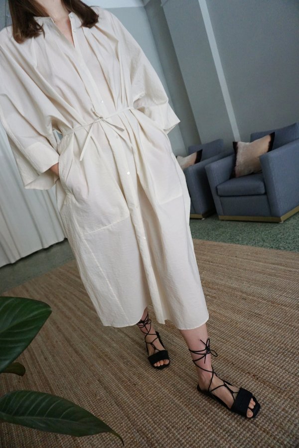 strapless open back dress Long Shirt Dress in Creamy White main image 0