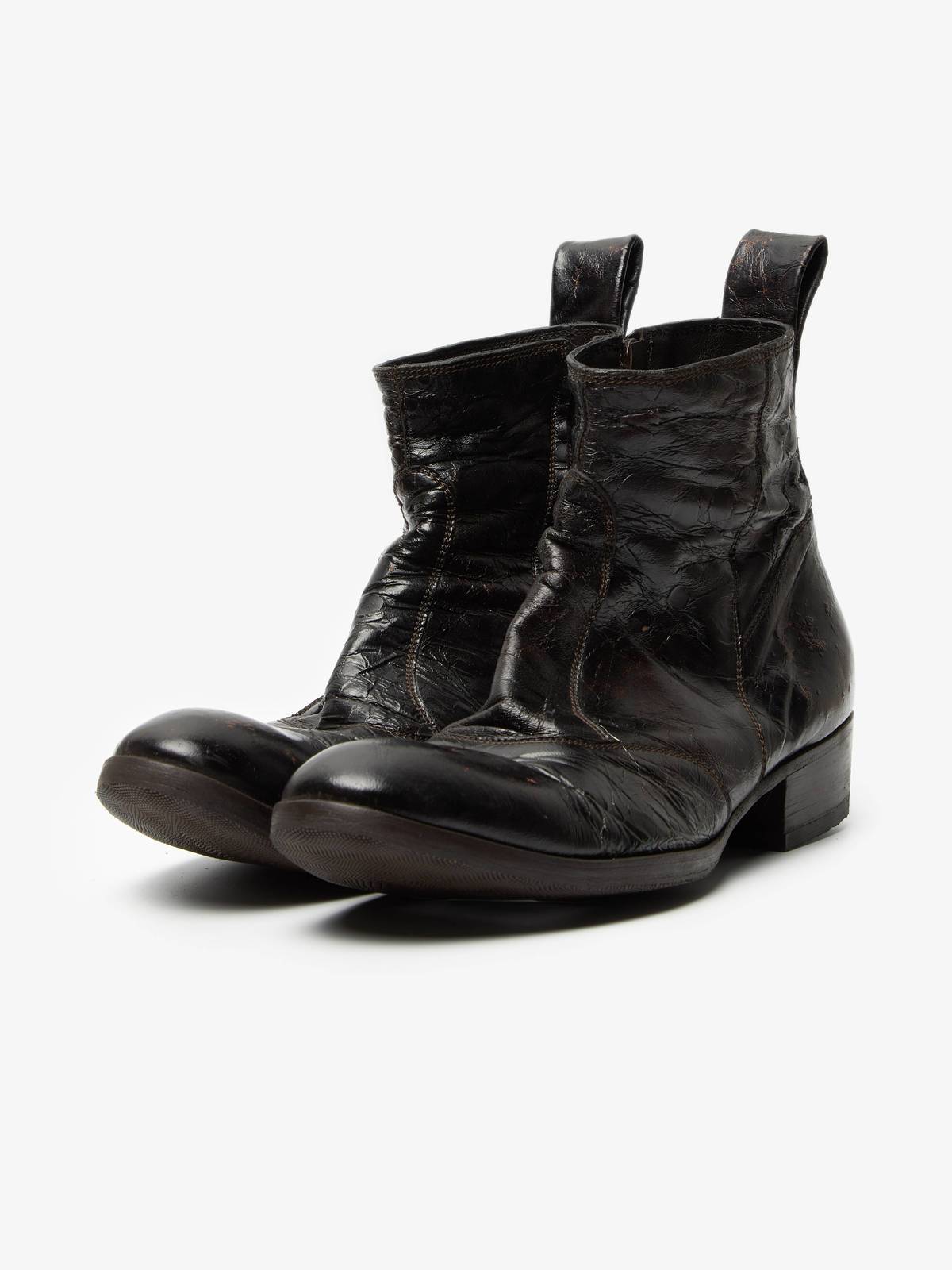 Pre-Loved] Gianni Barbato Side Zipped Folded Leather Detailed