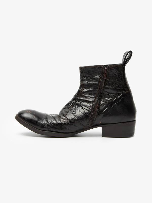 Pre-Loved] Gianni Barbato Side Zipped Folded Leather Detailed