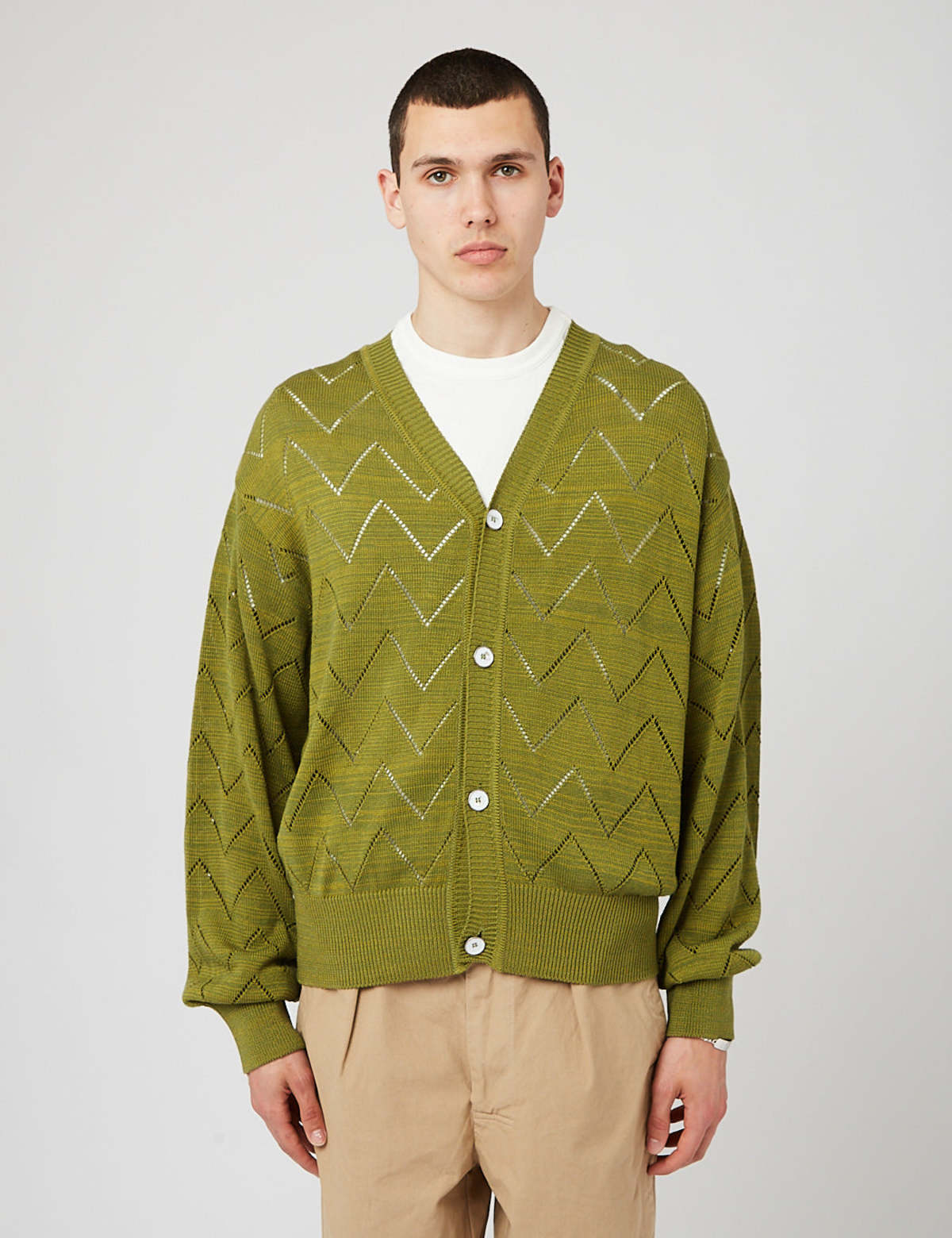 Eastlogue Comb Pattern Cardigan - Green | Garmentory