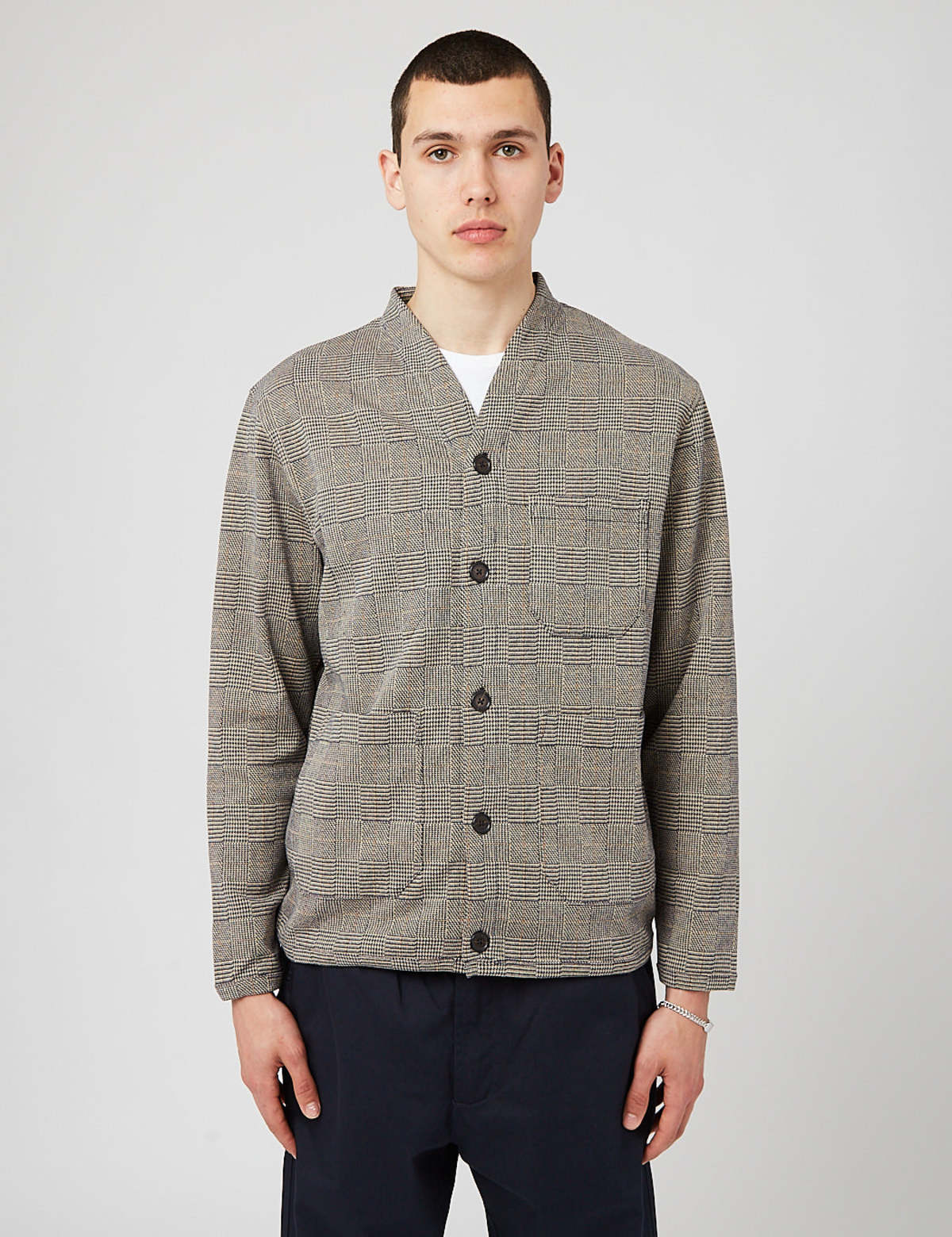 Universal Works Price Wales Check Fleece Cardigan - Grey | Garmentory