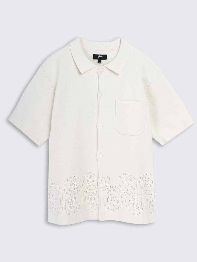 トップス STUSSY Perforated Swirl Knit Shirt Stussy Perforated Swirl Knit Shirt - Natural | Garmentory