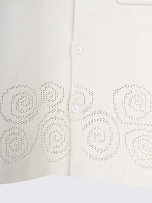 Stussy Perforated Swirl Knit Shirt - Natural | Garmentory