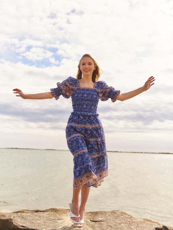 Sea NY Rosita Smocked Dress - Blue