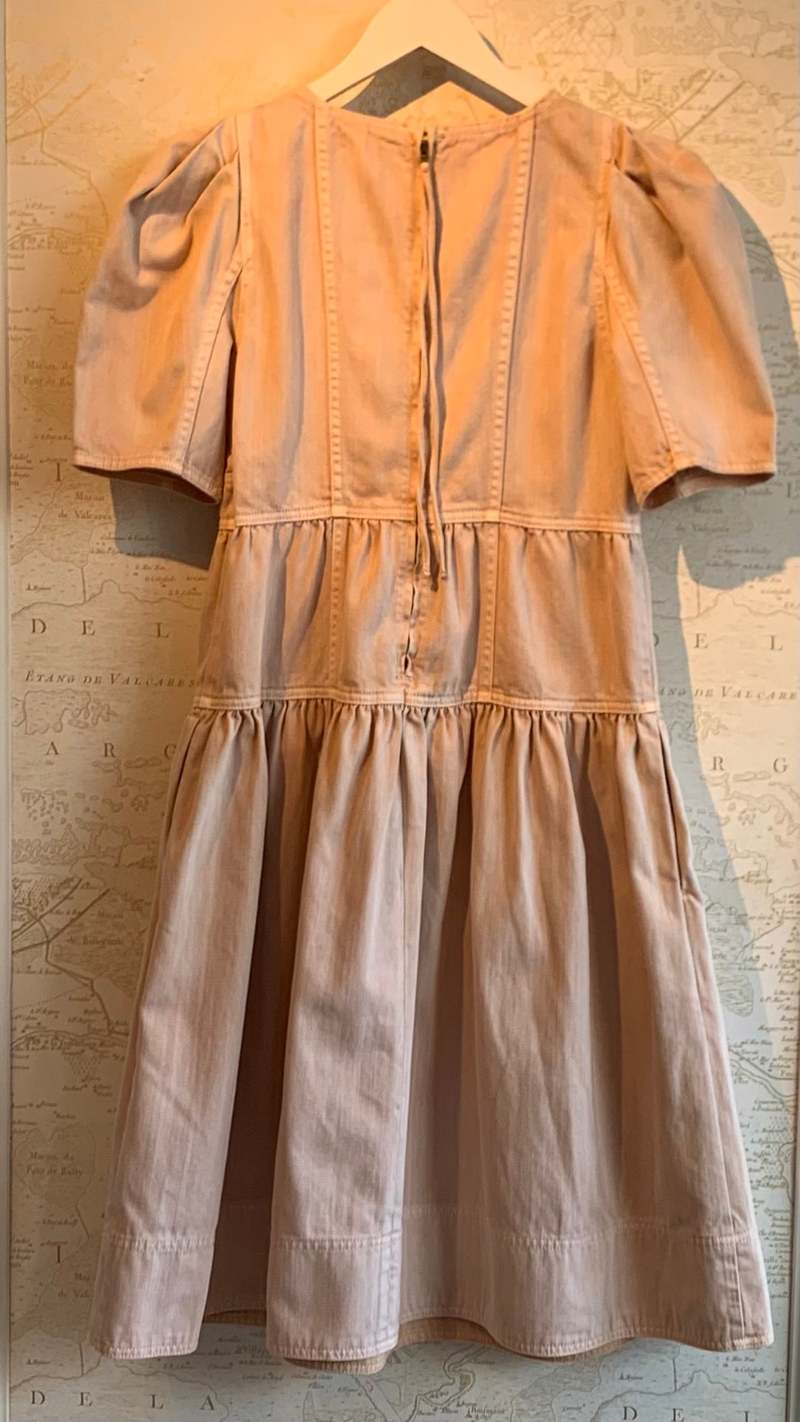 Ulla Johnson Ames Corseted Denim Dress - Pale Pink | Garmentory