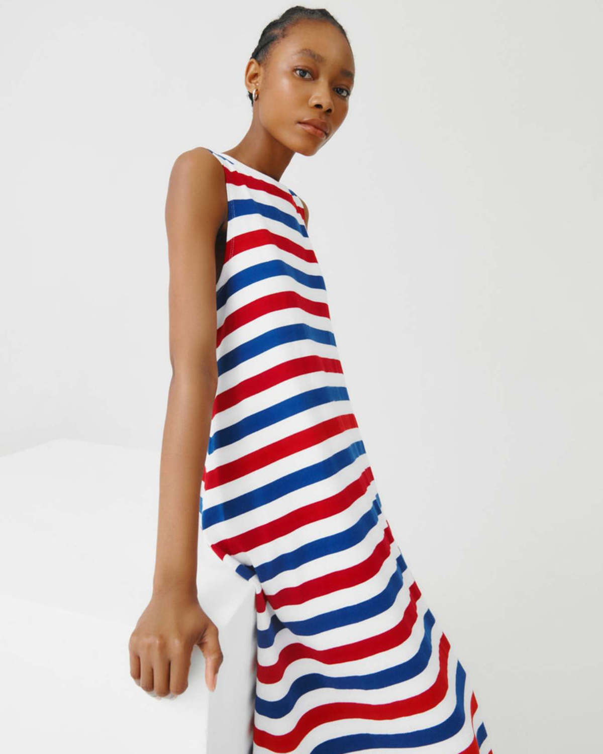 KOWTOW Rugby Tank Swing Dress Red/Blue Stripe Garmentory