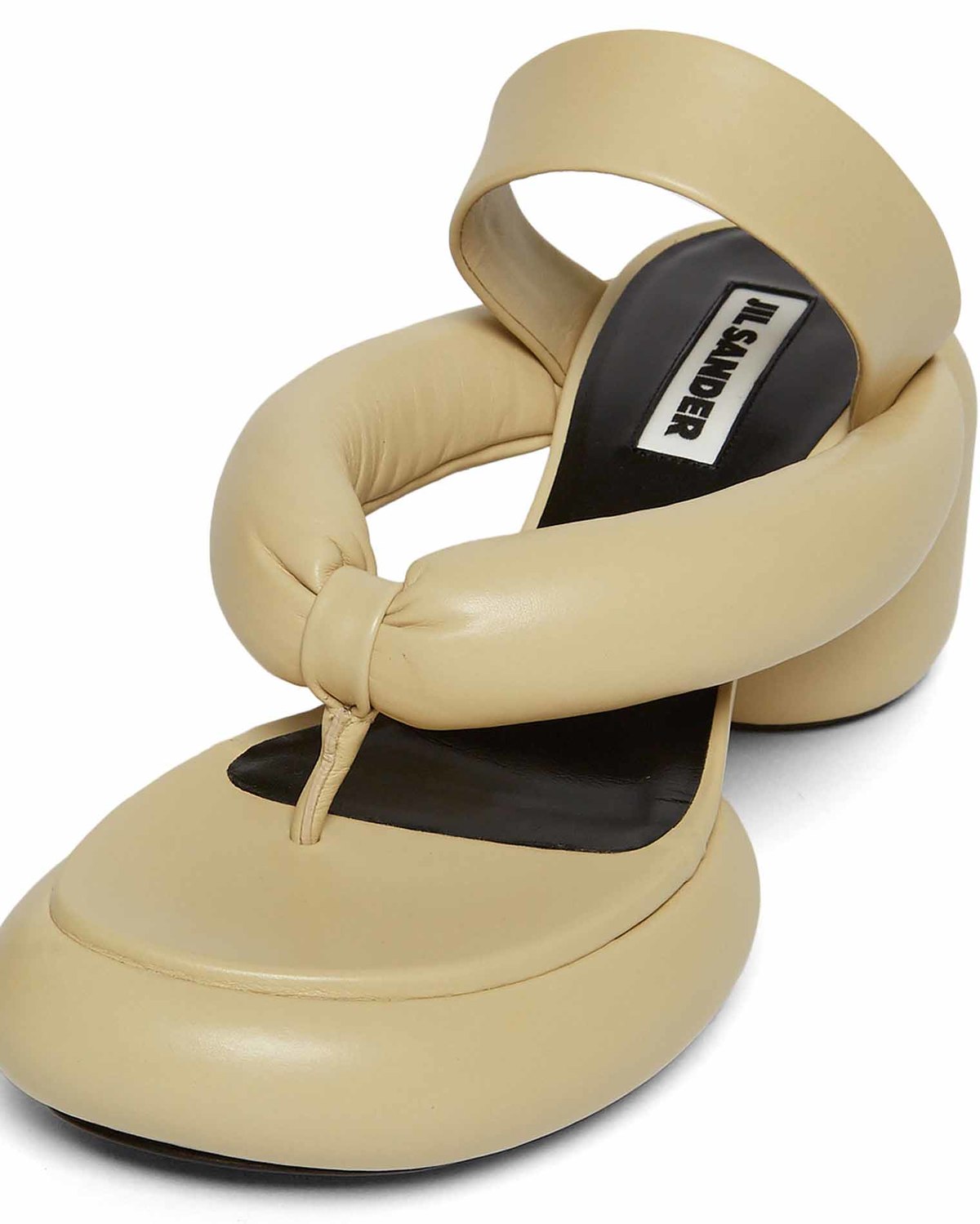 Jil Sander Block Heeled Leather Sandals - Beige | Garmentory