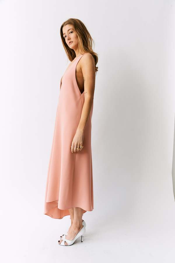 tibi asymmetrical dress Asymmetric Crepe Midi - pink Color:#6-Old Lavender