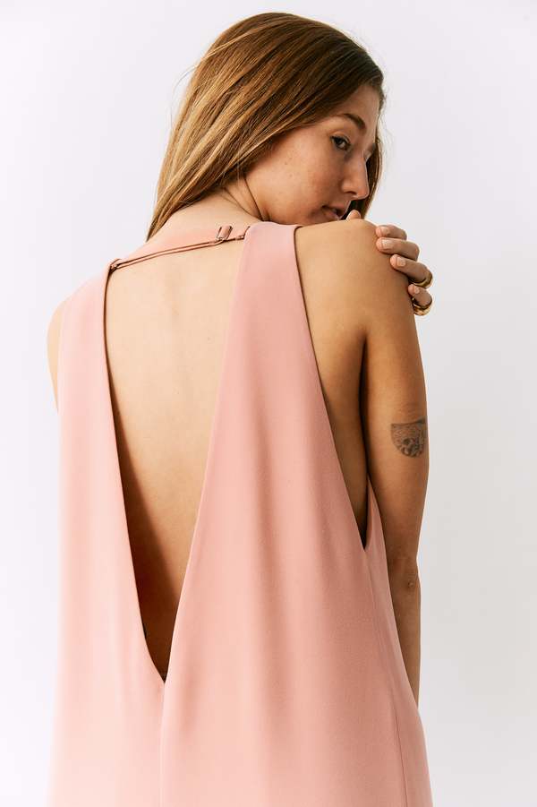 tibi backless dress 4-Ply Silk Fringed Dress