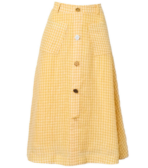 Rejina Pyo Rocco Skirt - Check Yellow | Garmentory