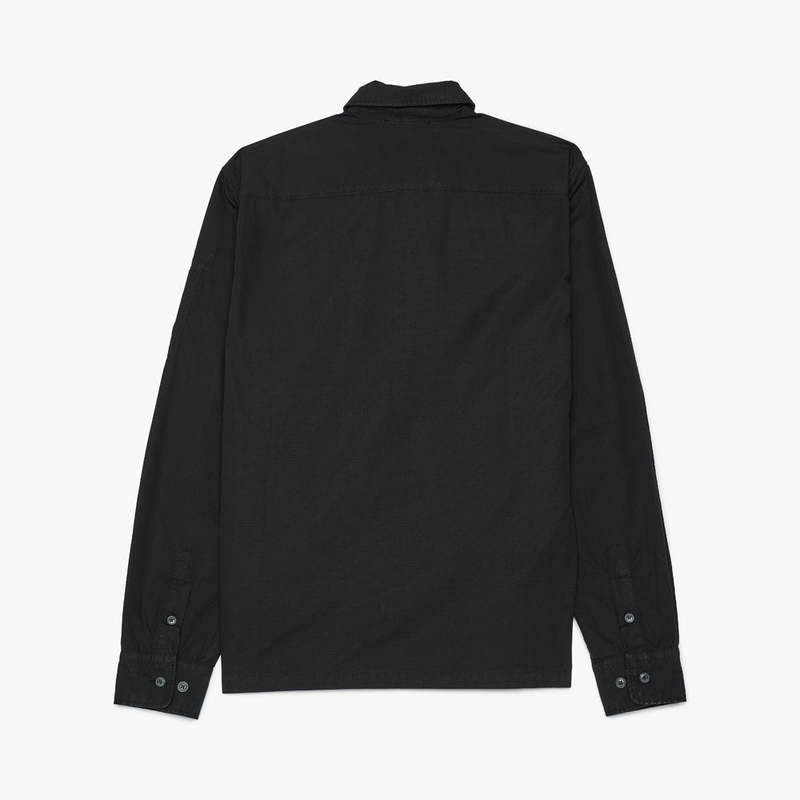 CP company Cotton Ripstop Half Zip Shirt - Black | Garmentory