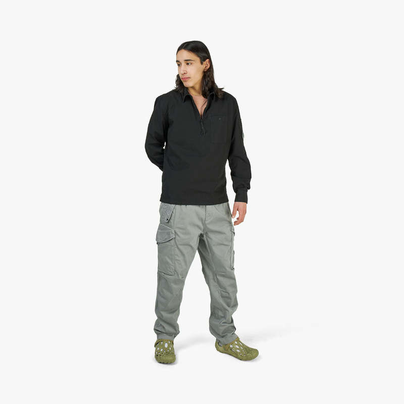 C.P. Company 18CMTS087A006374G999 関税送料込 CP company Cotton Ripstop Half Zip Shirt - Black | Garmentory