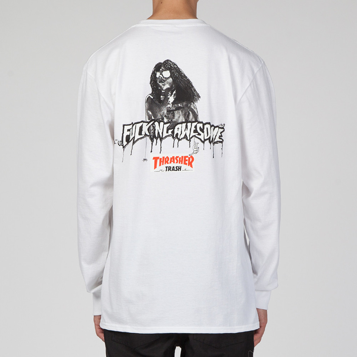 FUCKING AWESOME X THRASHER TRASH ME LONG SLEEVE T-SHIRT - WHITE 