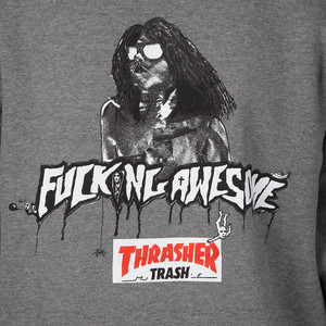 FUCKING AWESOME X THRASHER TRASH ME PULLOVER HOODIE - HEATHER GREY