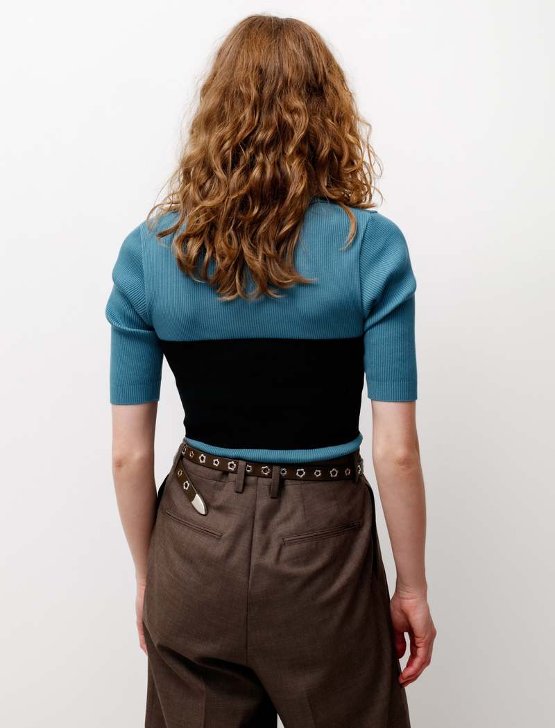 Auralee Wool Recycle Polyester Rib Knit Bandeau - Black | Garmentory