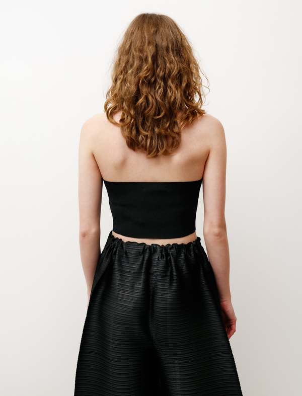 Auralee Wool Recycle Polyester Rib Knit Bandeau - Black | Garmentory 