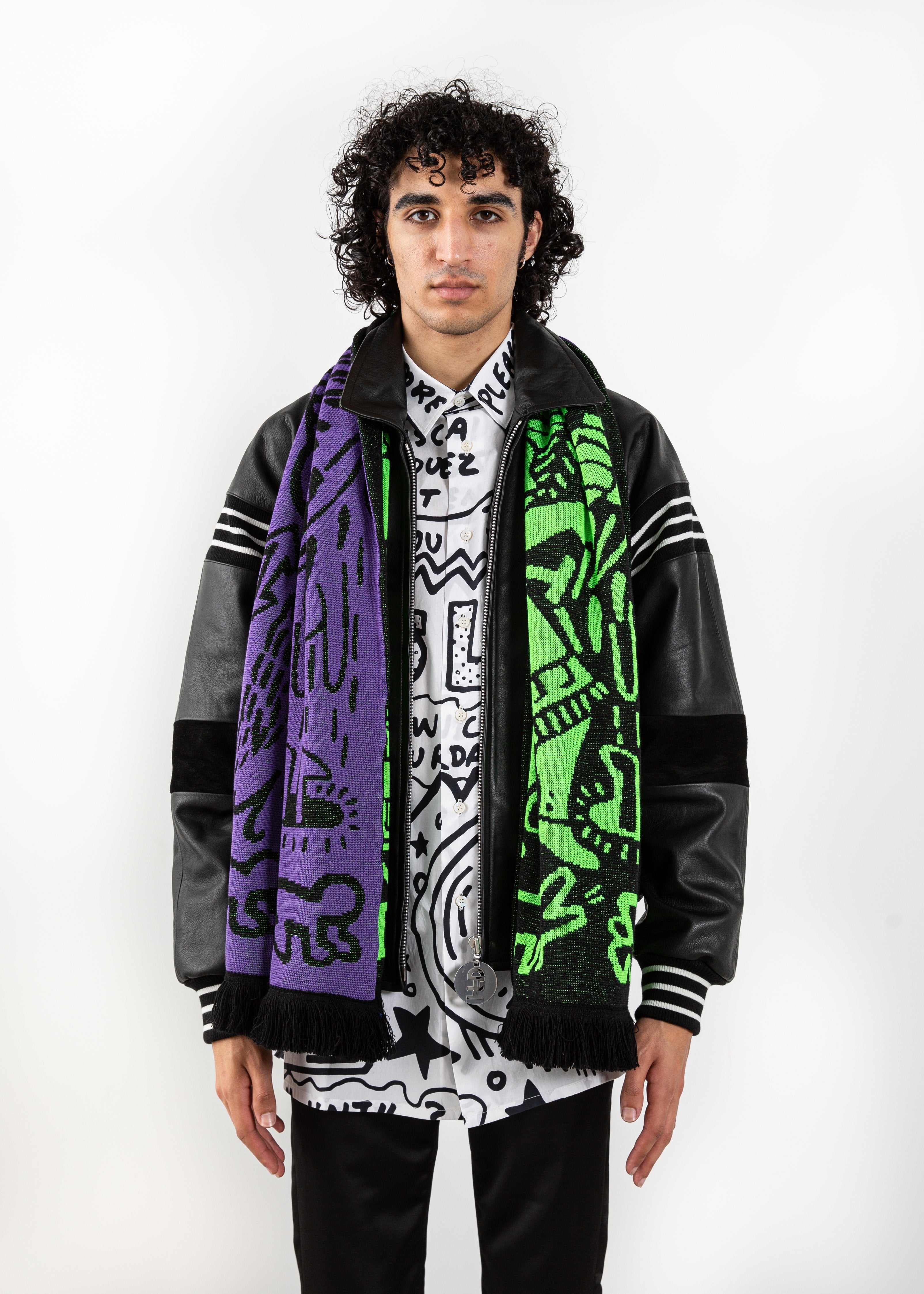 Honey Fucking Dijon Keith Haring Witches Scarf - Purple/Green 