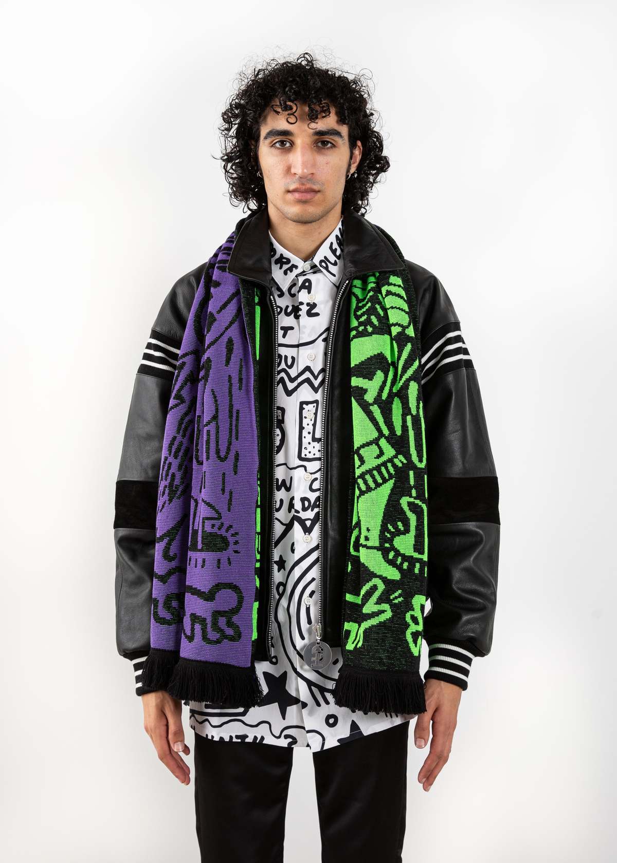 Honey Fucking Dijon Keith Haring Witches Scarf - Purple/Green