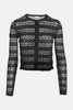 Women's Minnie Rose Pointelle Cropped Cardigan Sweater - Black - Thumbnail 1